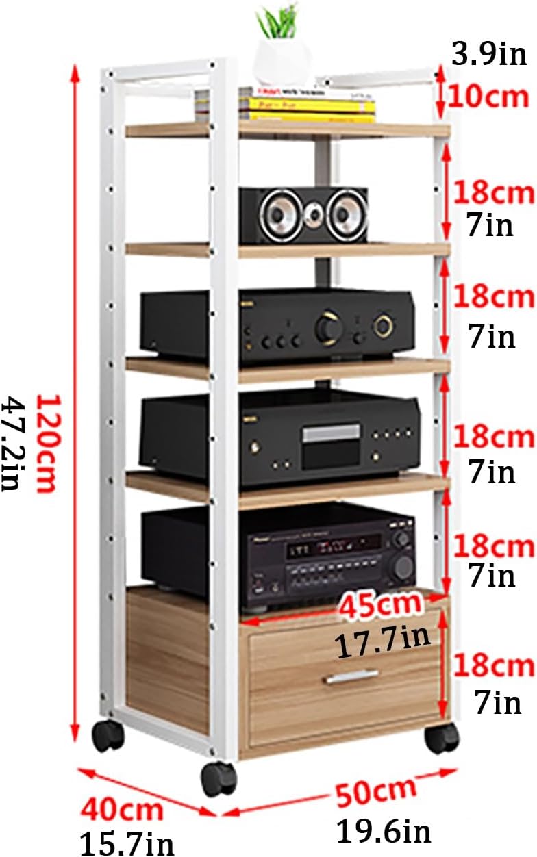 5-Tier Media Stand with Wheels