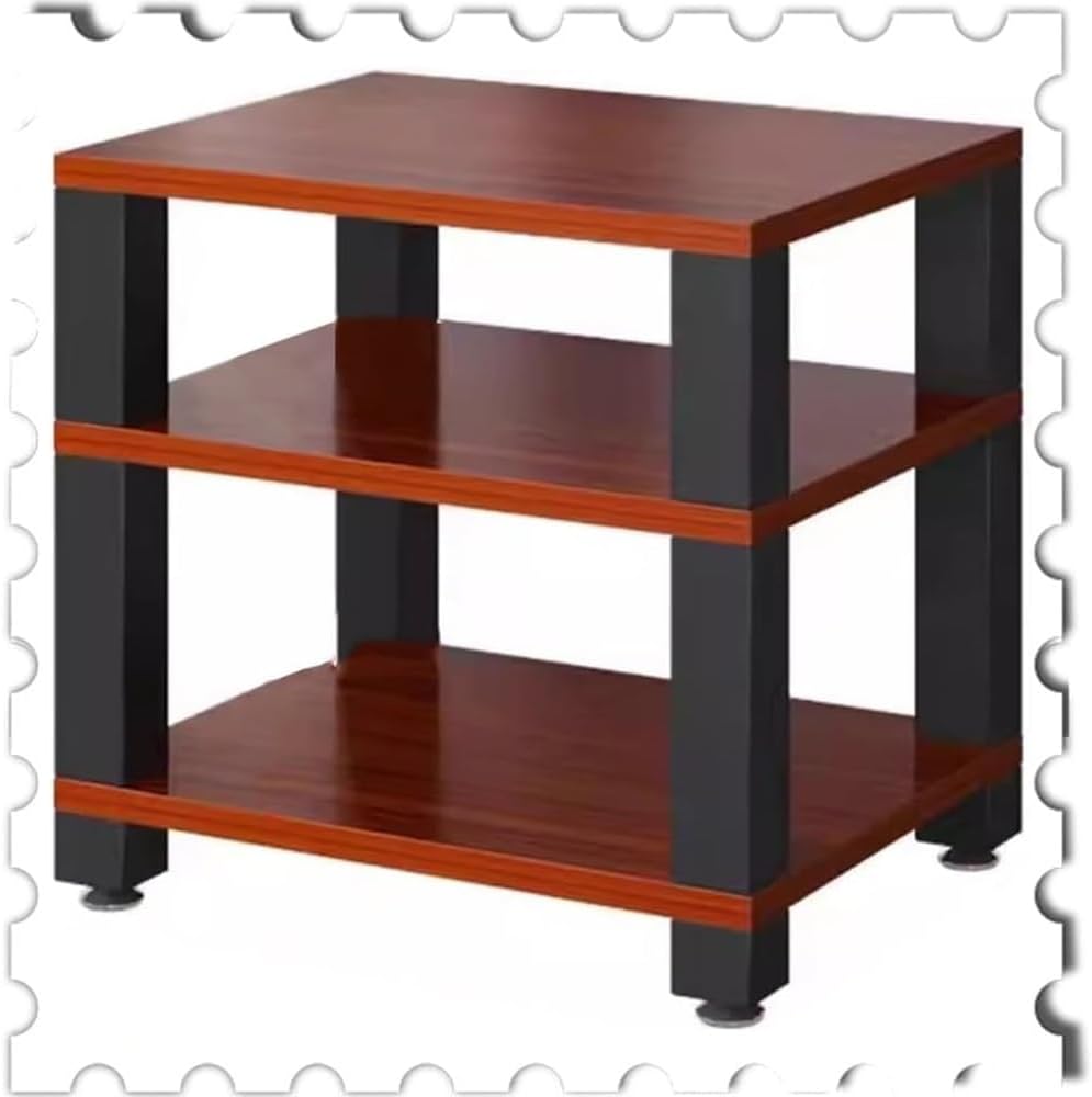 BIUBPW Solid Wood Media Cabinet for Audio Video 4-Tier Wooden Shelves AV Media Stand Stereo Rack for Home/Office/Theater