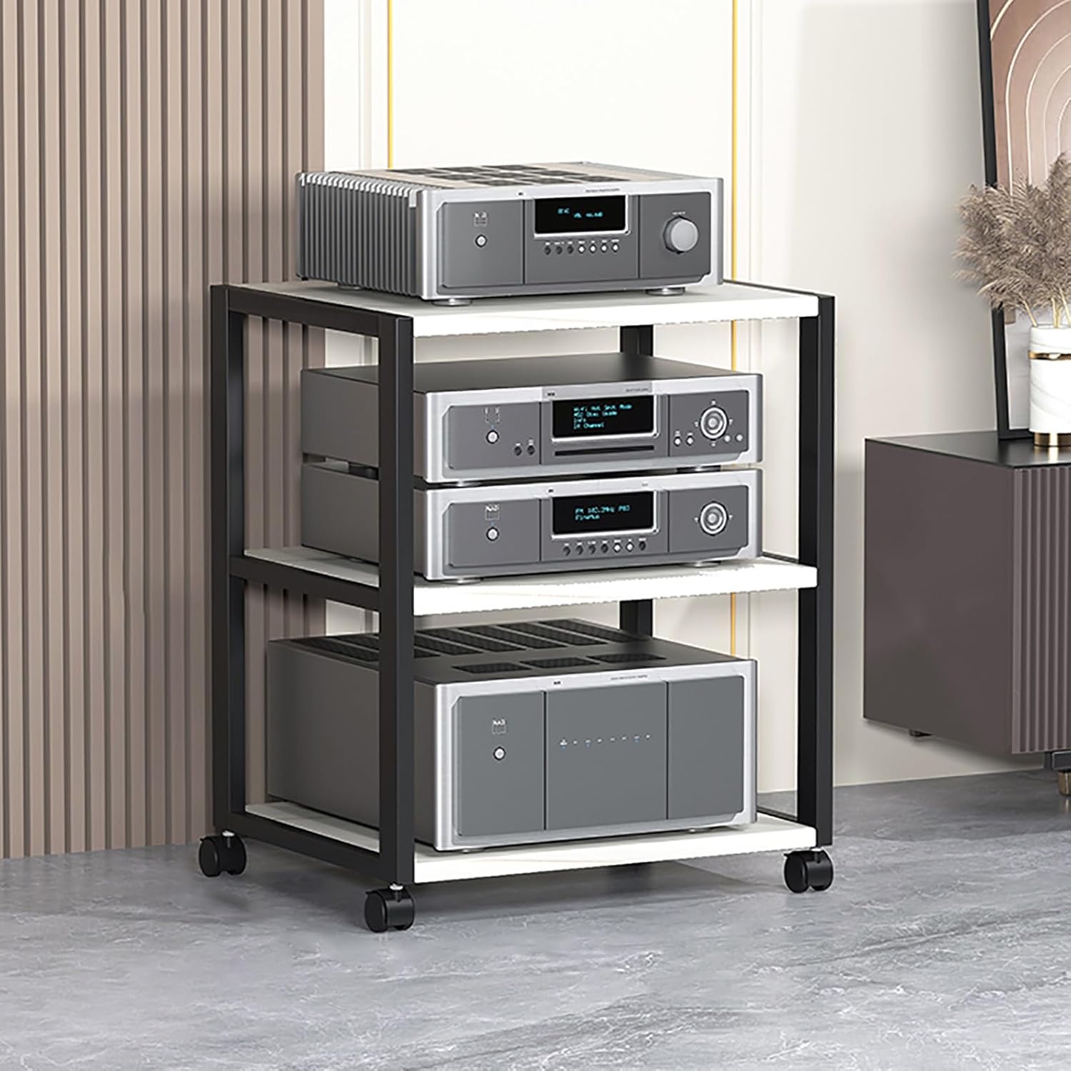 Modern Audio Rack Tower Stand - Movable Corner TV Storage Shelf for Living Room