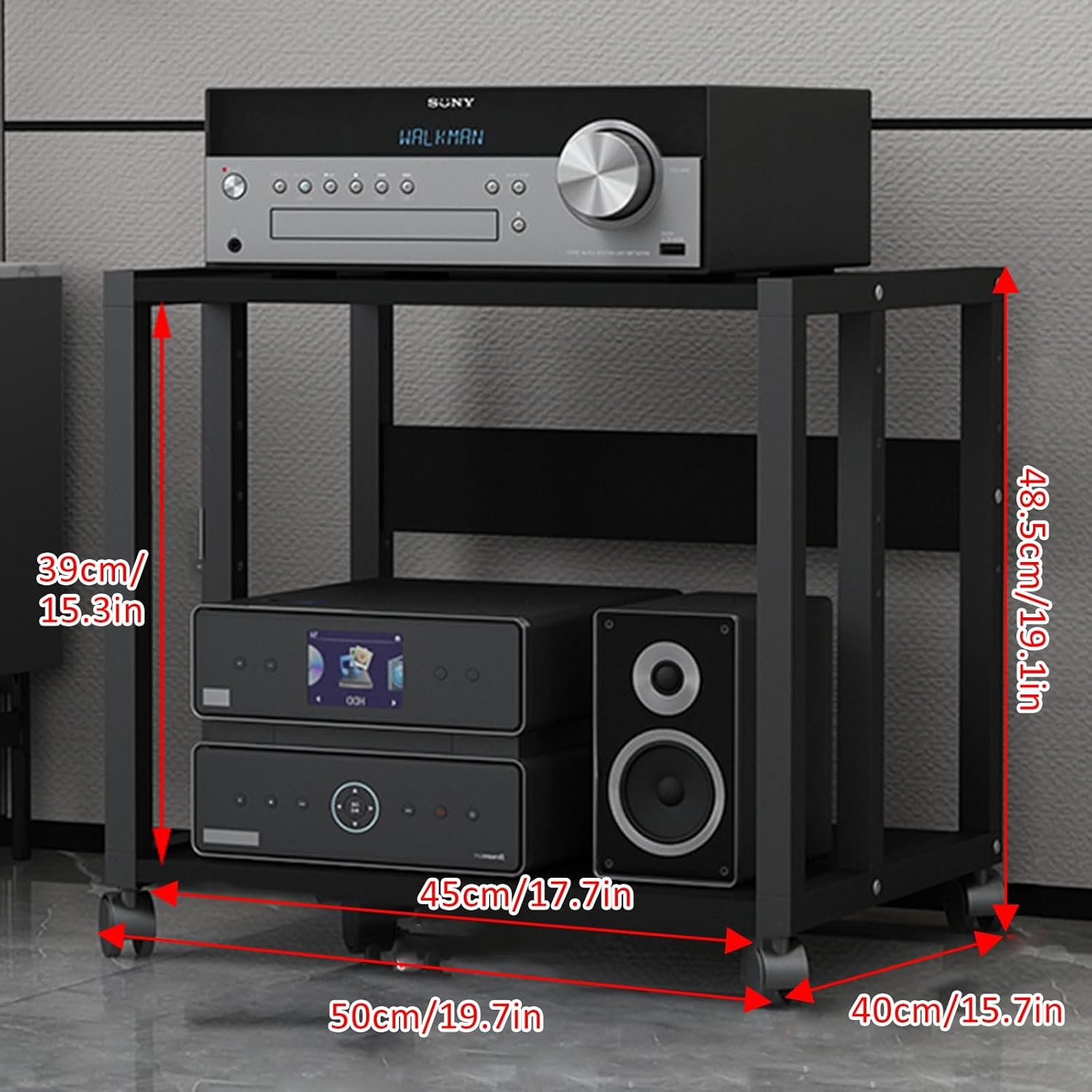DLYZAYE 4-Tier Media Storage Cabinet - Compact Stereo Console & AV Stand for Corner