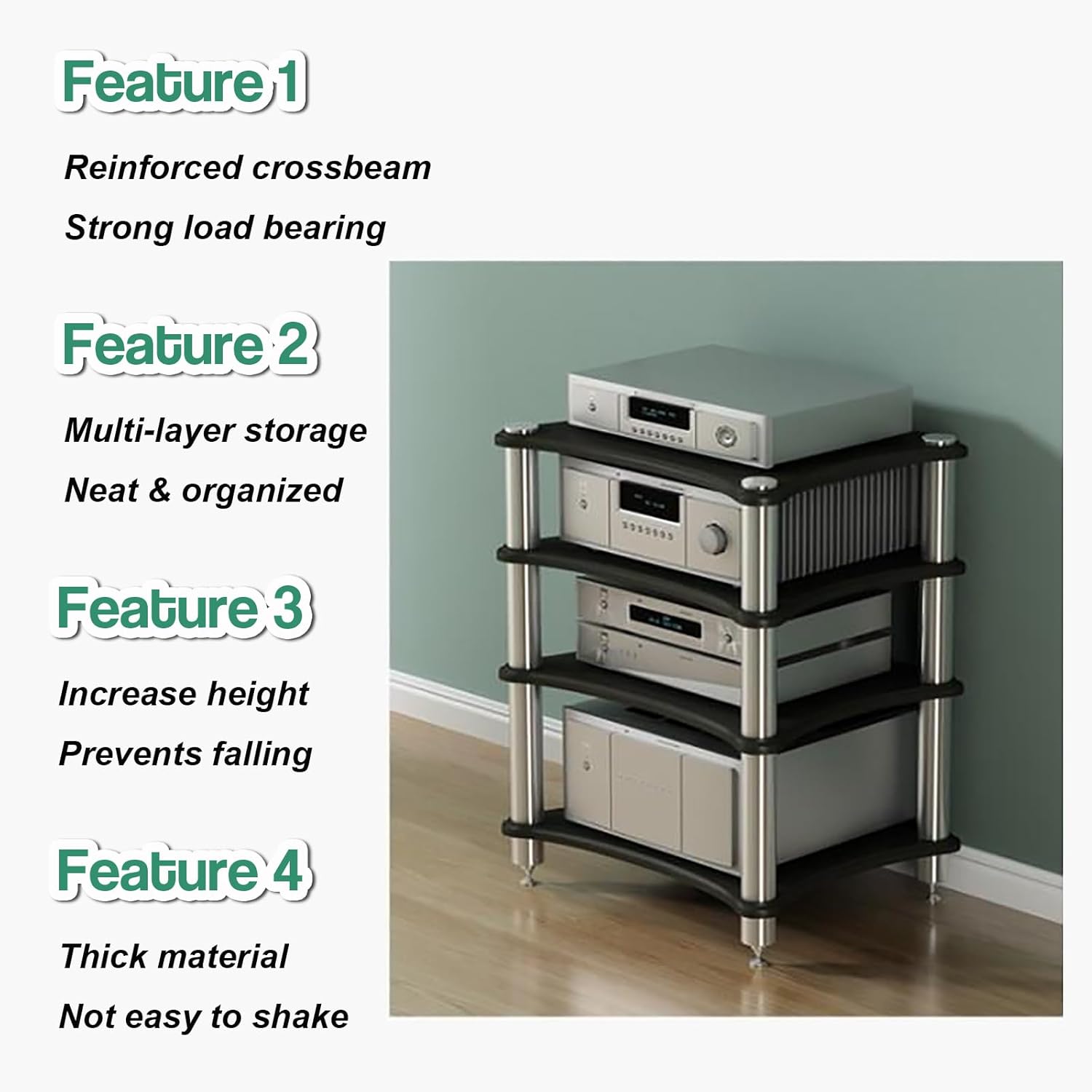 FZYUAN Heavy Duty Stereo Rack Audio Rack Stereo Cabinet Stereo Rack and Stands with Feet