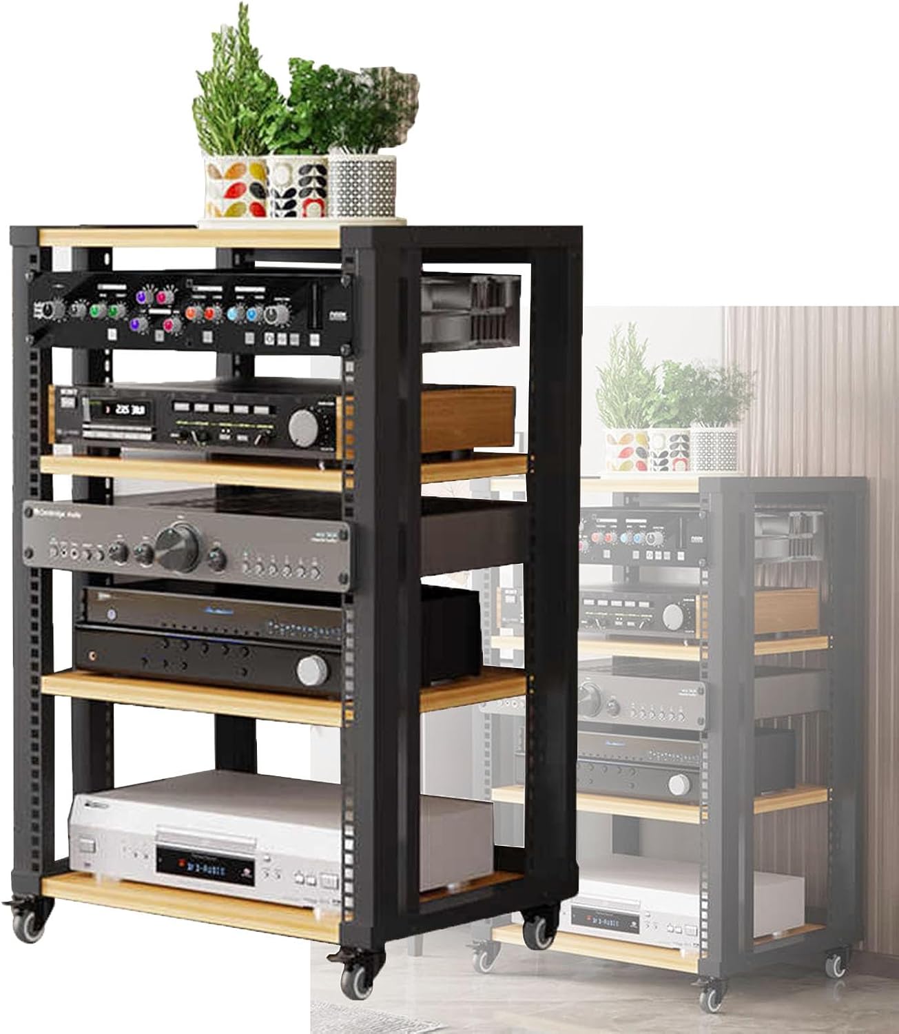 YLQFGUVWK 4 Tier AV Media Cabinet Stand Component Cabinet