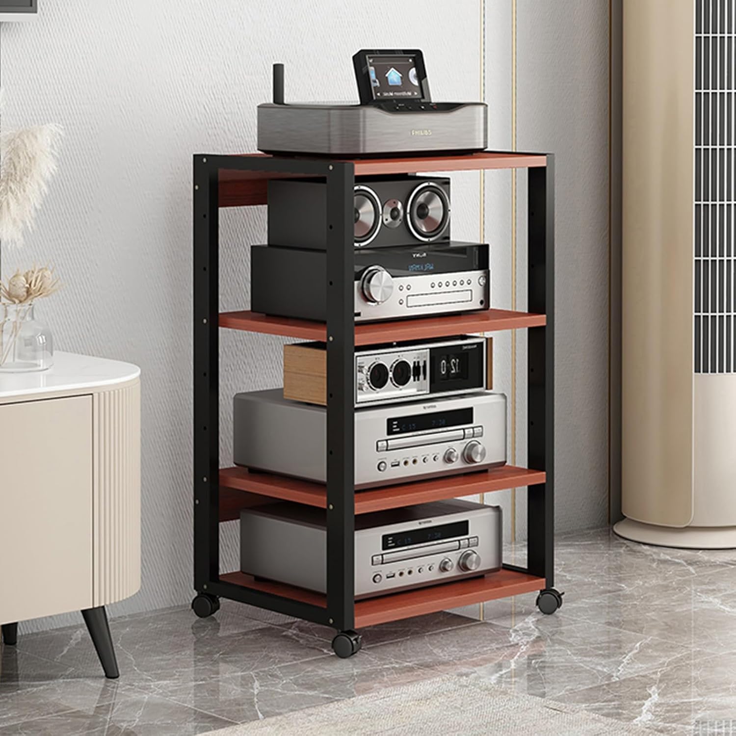 UYCVT Movable Media Stand 4/5-Tier Movable Av Media Stand Cd Player Stand Stereo Rack