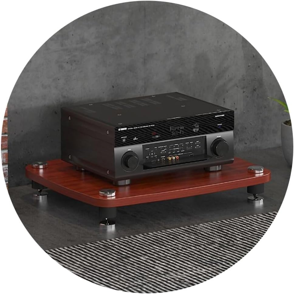 4 Layer Audio Cabinet Stand MDF Audio Rack for Record Players Power Amplifiers Shock Absorbing Feet Equipment Storage System Stand (Brown 60 * 48 * 10cm(1Tier))