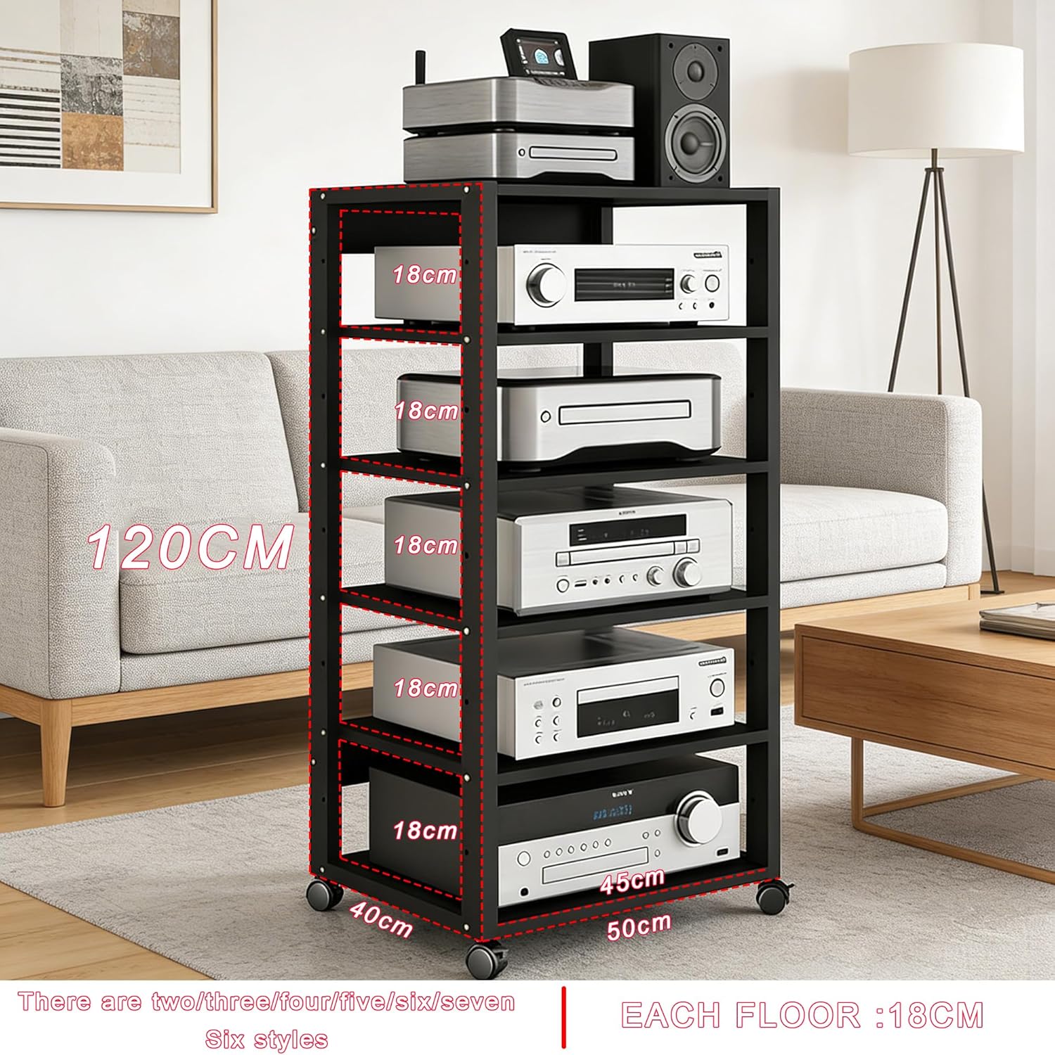 saun 6-Tier Audio Rack Tower