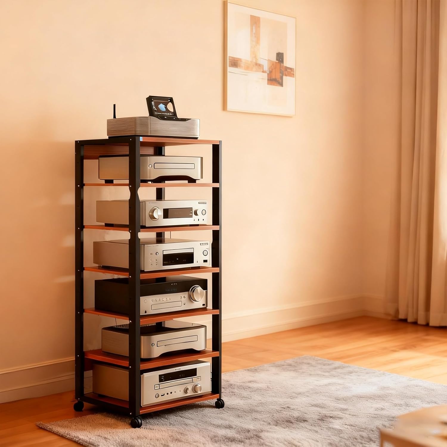 7-Tier AV Media Stand with Wheels