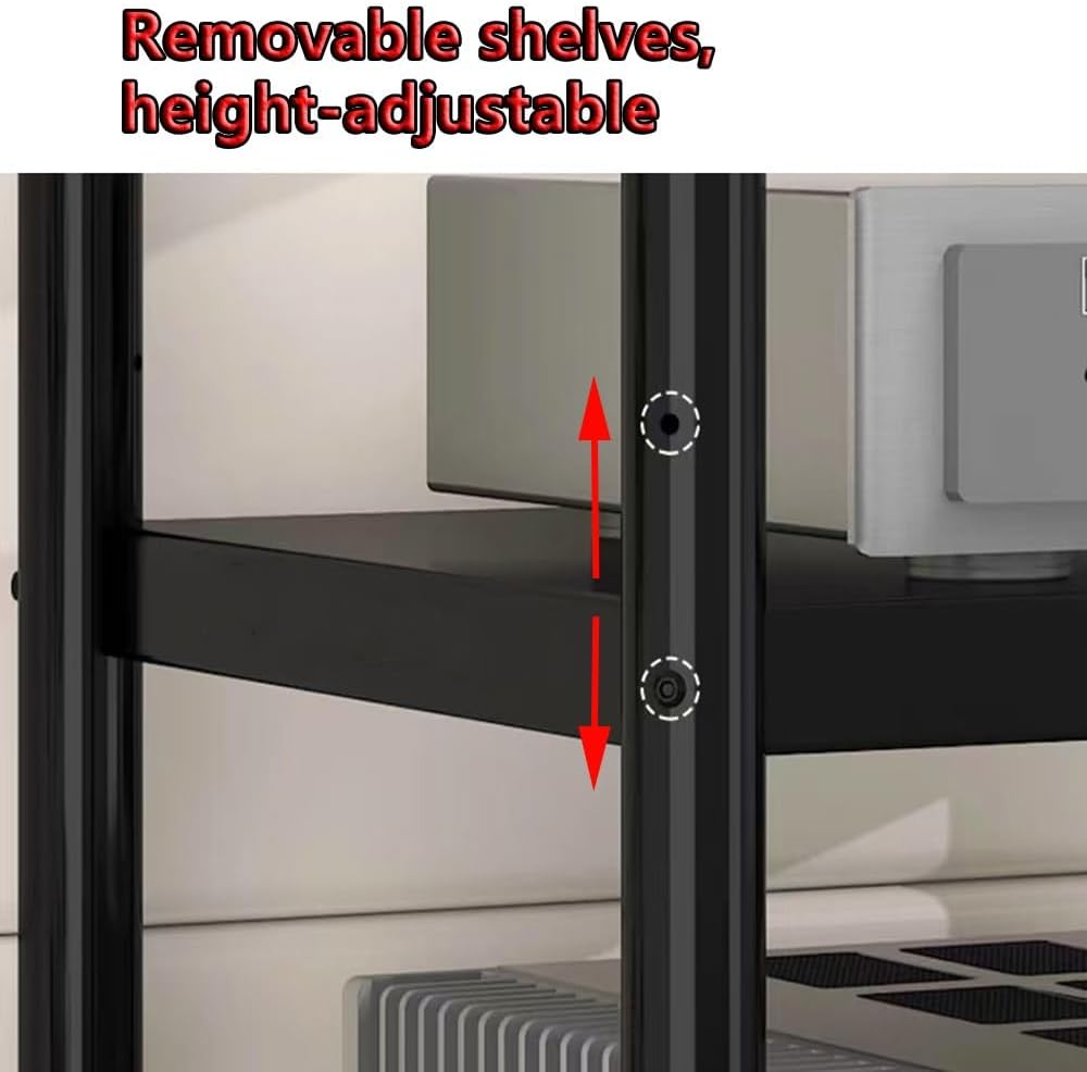 TAJMDGW Adjustable Media Audio Tower Cabinet with Wheels