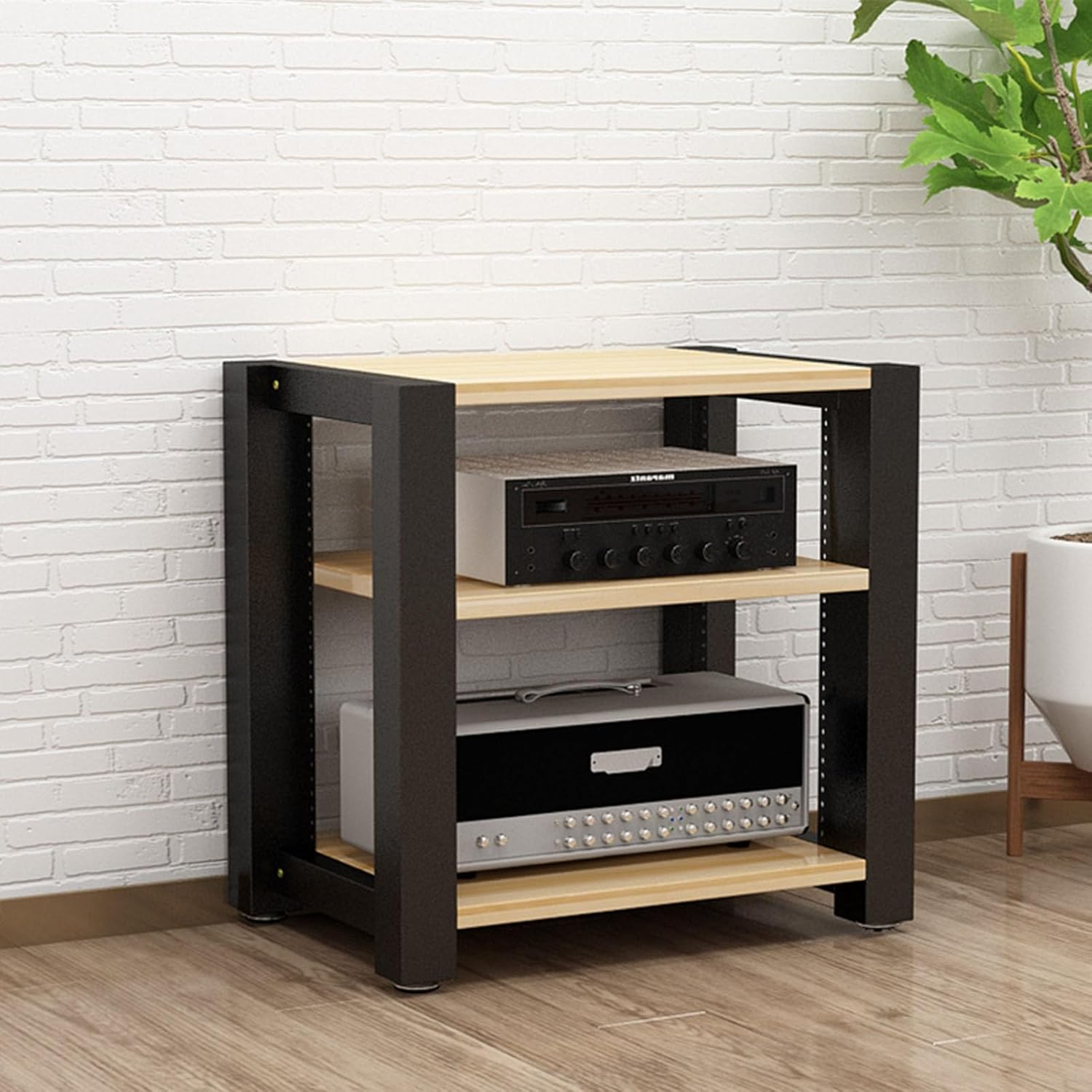 2/3/4/5-Tier Audio/Video Component Cabinet Media Stand CD Player Stand Stereo Equipment Storage Rack with Height Adjustable Wooden Shelf for Home/Office/Theater (Color : A