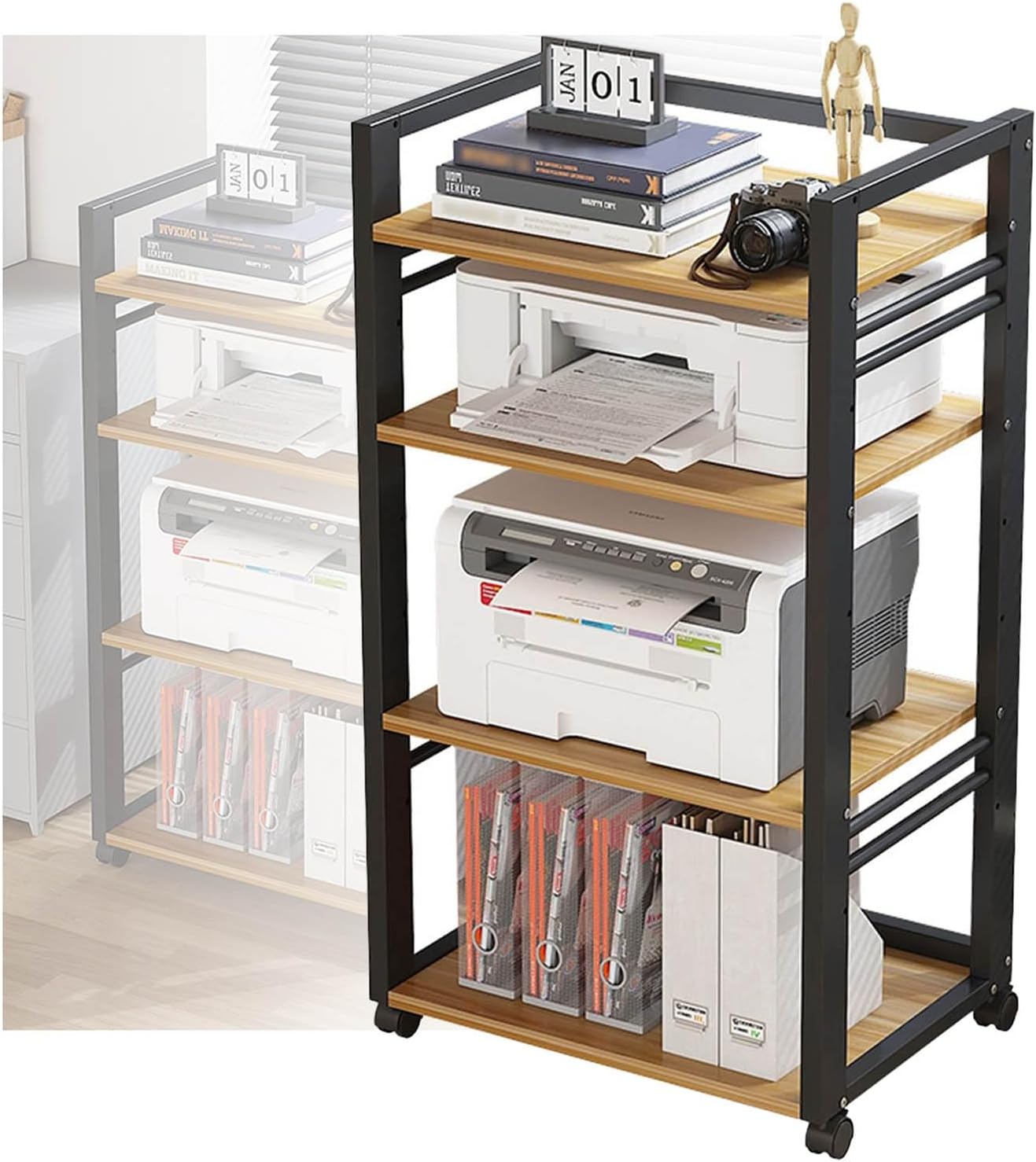 4-Tier AV Media Stand with Wheels