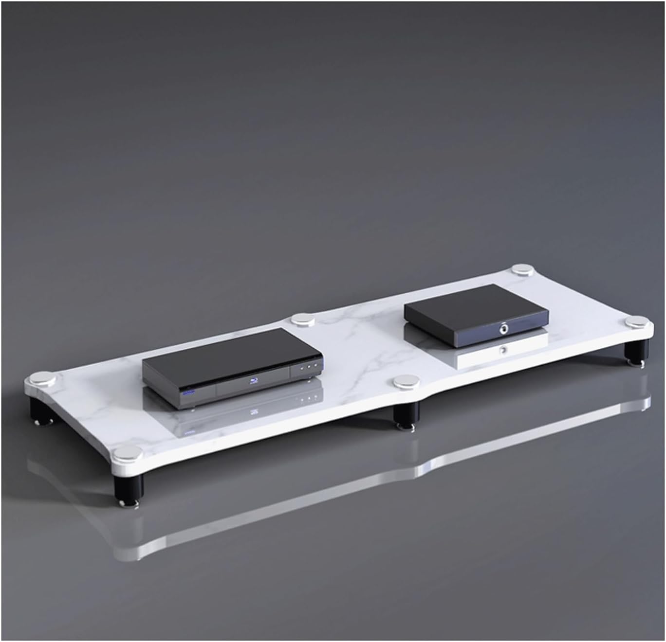 XMFBSY Medios AV Media Stand Home Theater Audio-Visual Rack Tower Shock-Absorbing Media Storage Cabinet for DVD CD Record Player Games Console Organizer(White