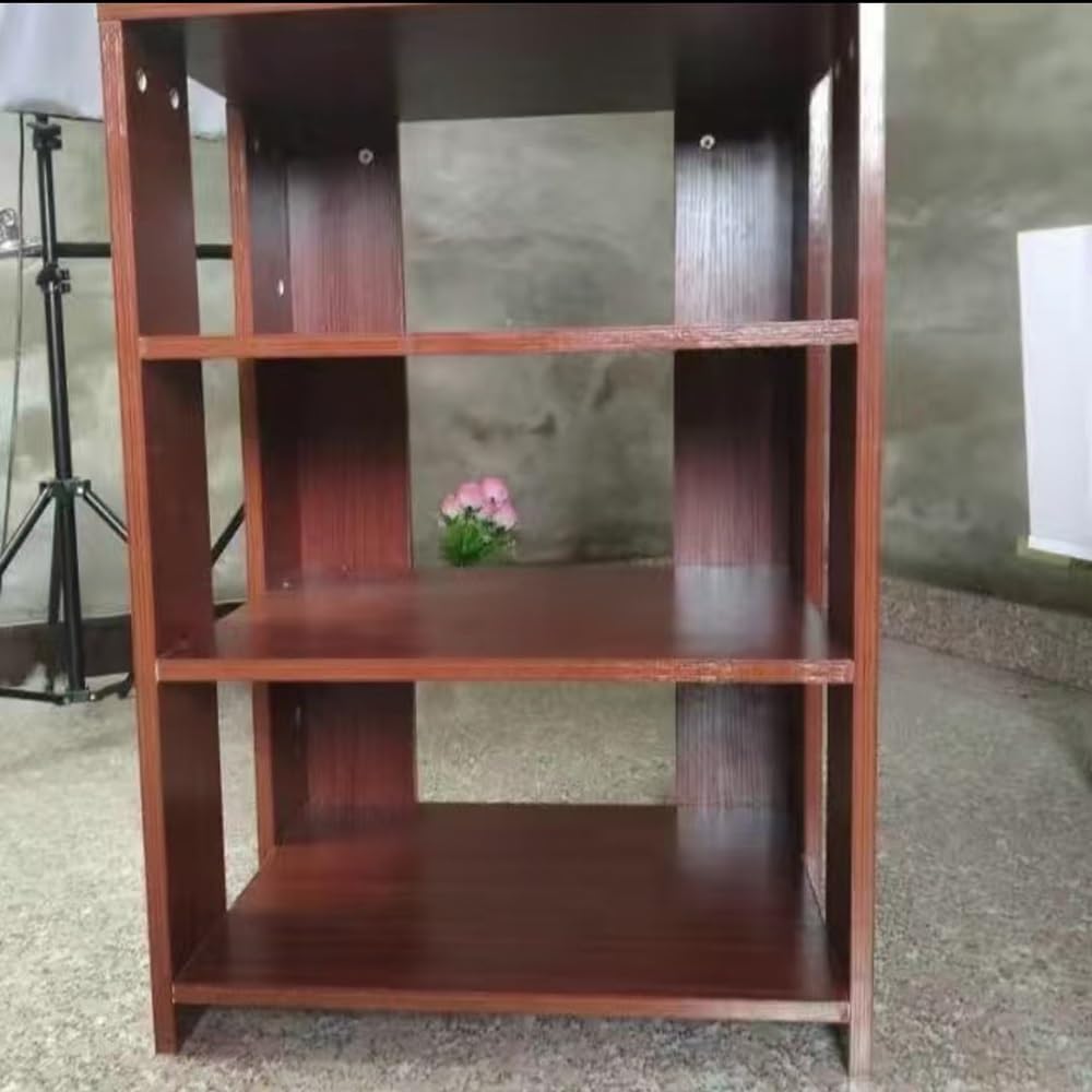 NILZA Wood Audio Rack 3 4 Tier Audio Component Cabinet Audio Video Media Stand Media Storage Cabinet Corner Shelves for DVD Players Game Console(Teak