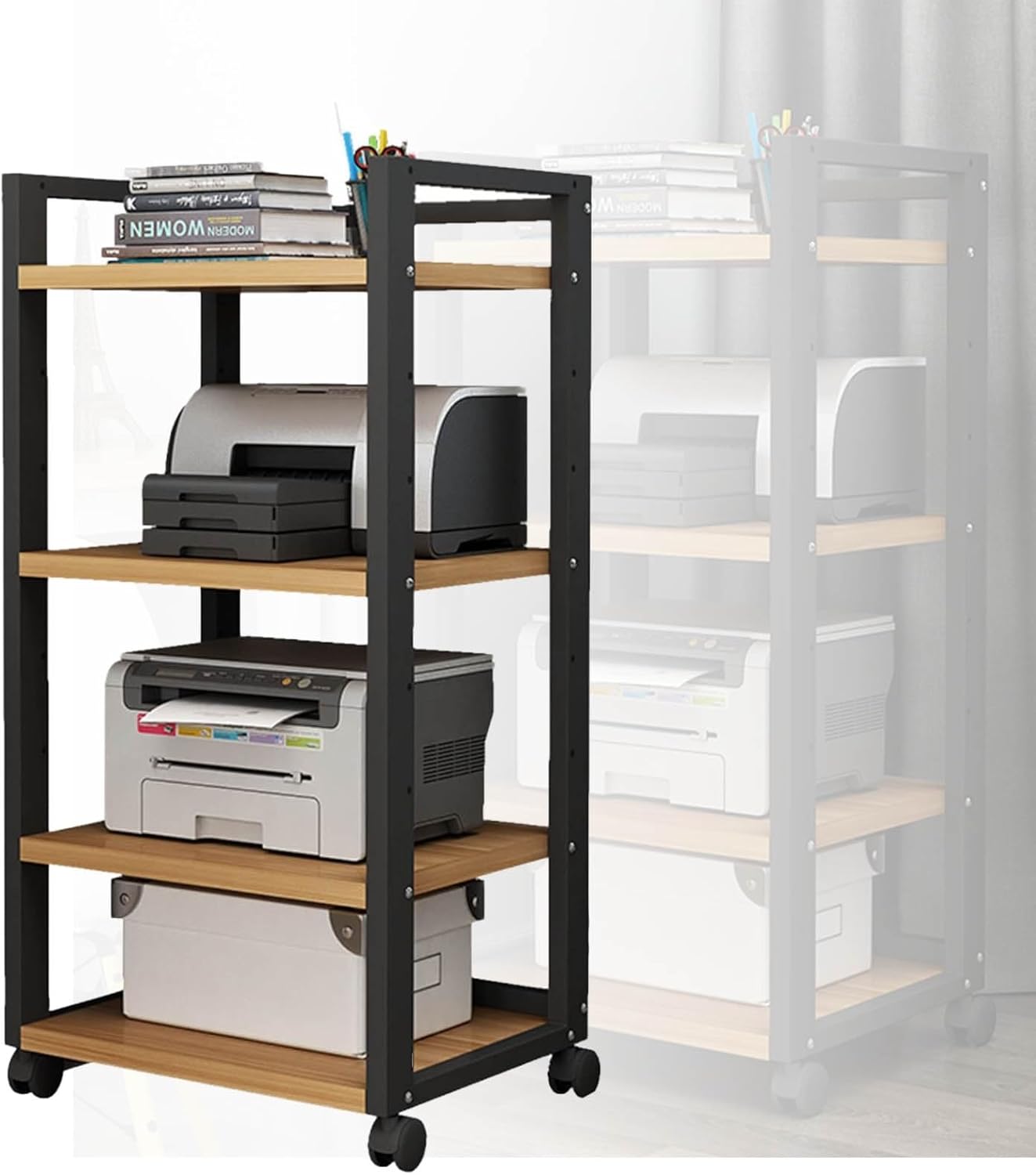 YLQFGUVWK Media Storage Cabinet Stand Record Player Stand 4-Layer Wooden Shelf