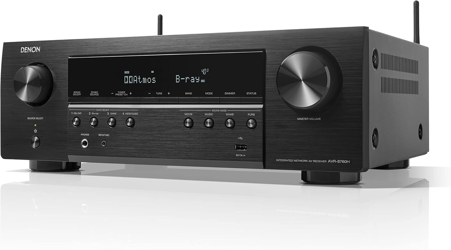 Denon AVR-S760H 7.2 Ch AVR - 75 W/Ch (2021 Model)