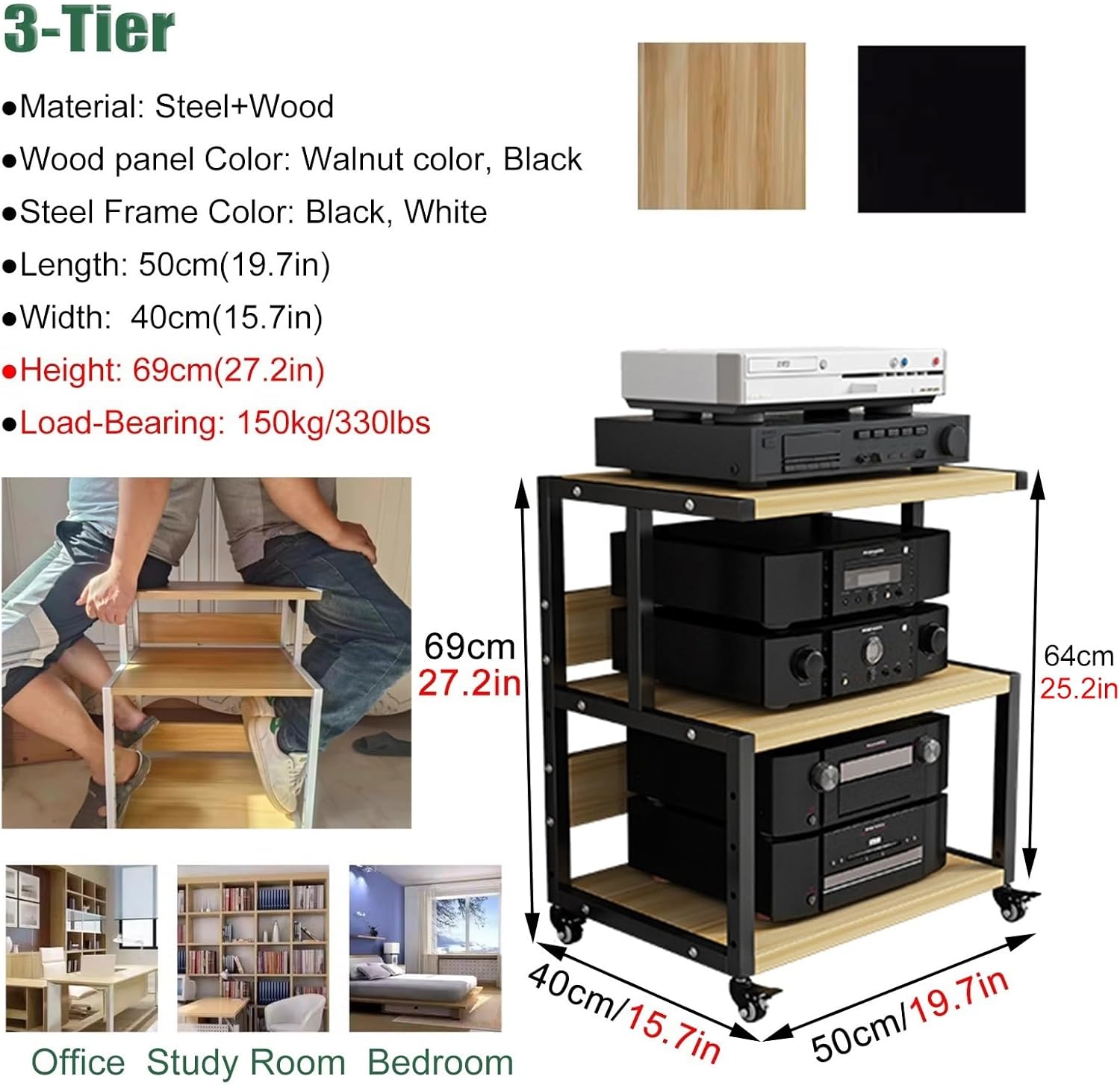 RENLXFI Home Stereo Rack Cabinet
