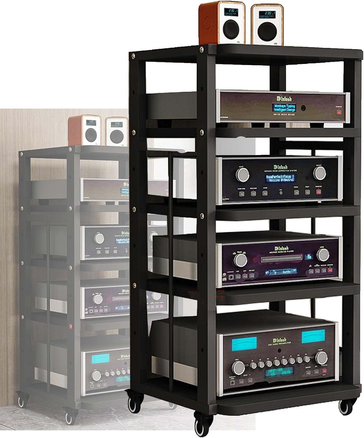 YLQFGUVWK 5-Shelf Removable Audio Stand Corner Stand Stereo Audio Rack Tower