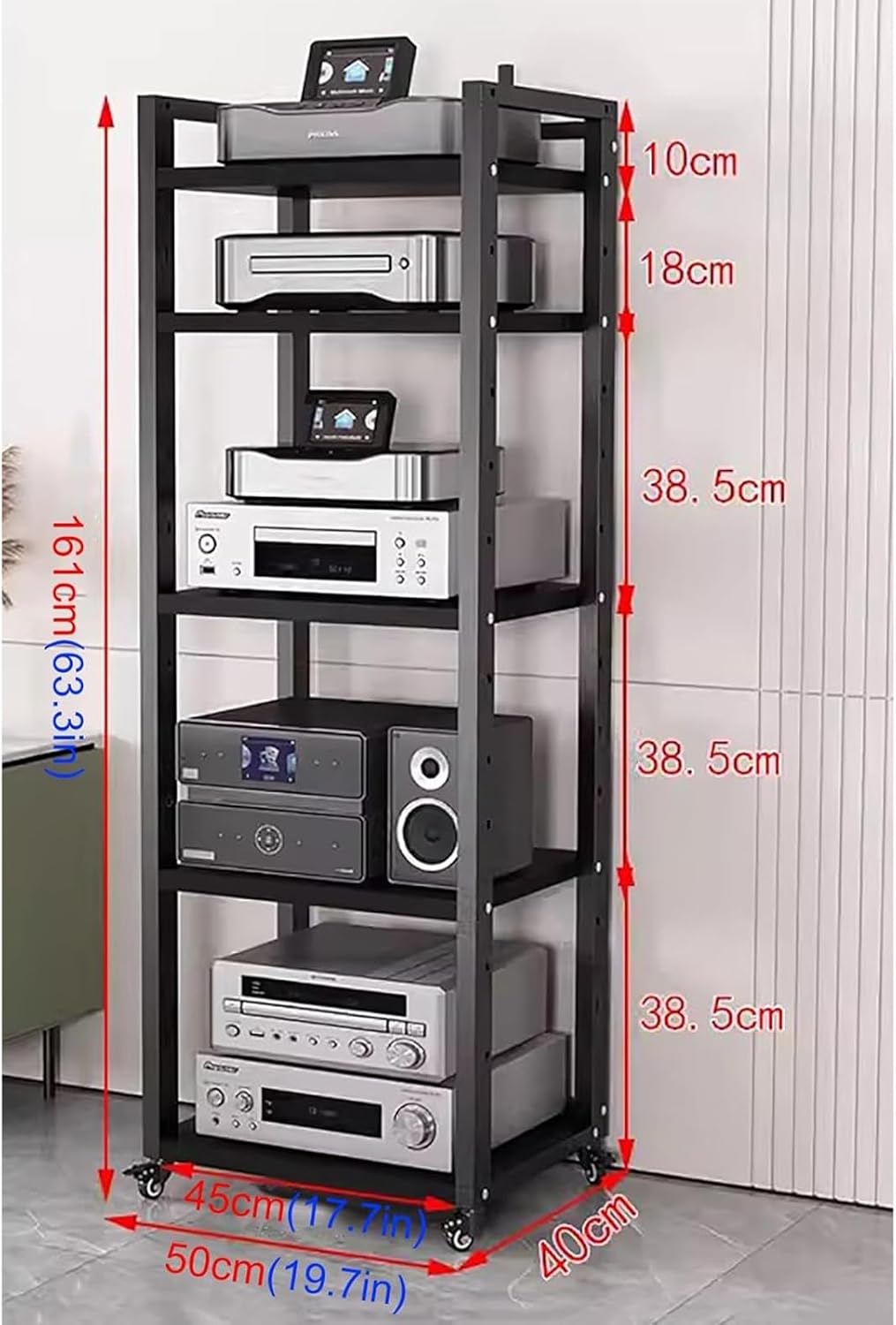 DONGYUE AV Media Stand CD Player Stand Stereo Rack HiFi Racks Corner TV Stand Audio Video Components Cabinet with Height Adjustable Wooden Shelf for Home/Office/Theater (Color : A