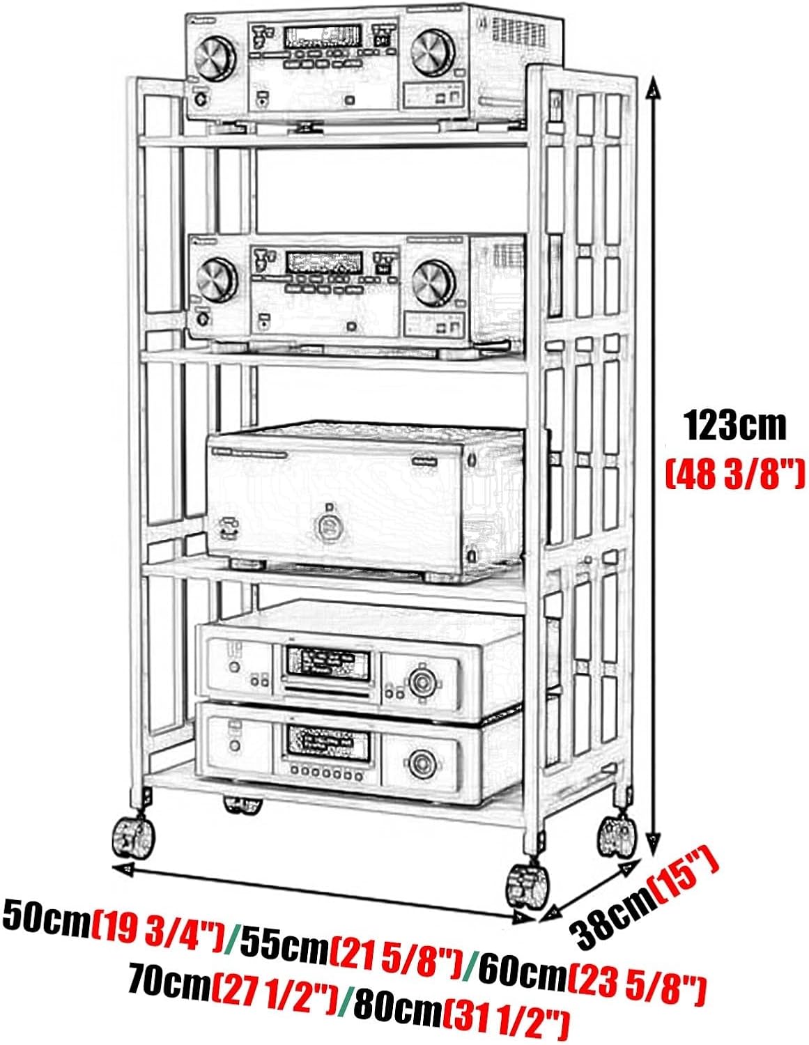 Elitix Movable Audio Equipment Cabinet w/Adjustable Shelf