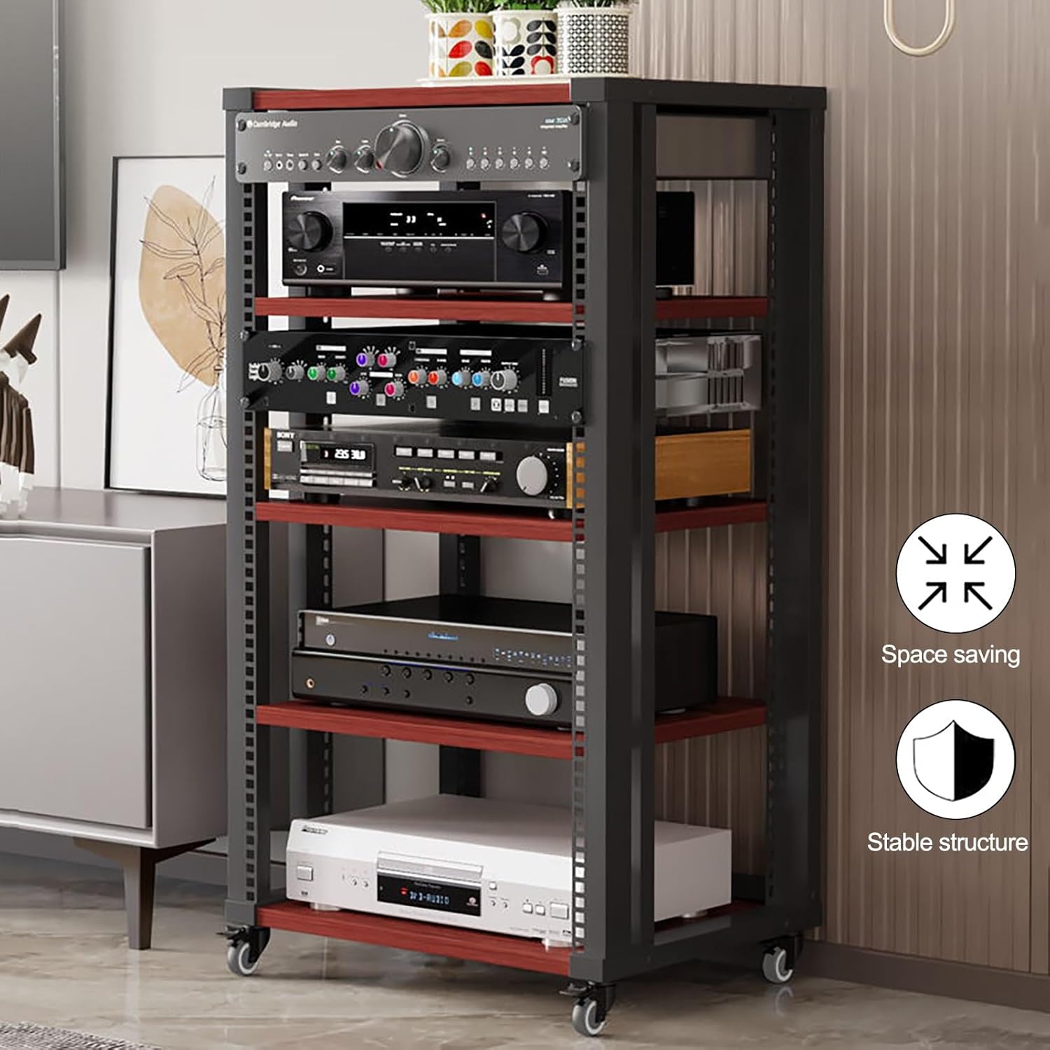 ZIHESY Media Console 5-TierAV Media Stand Audio Rack Tower with Adjustable Shelves