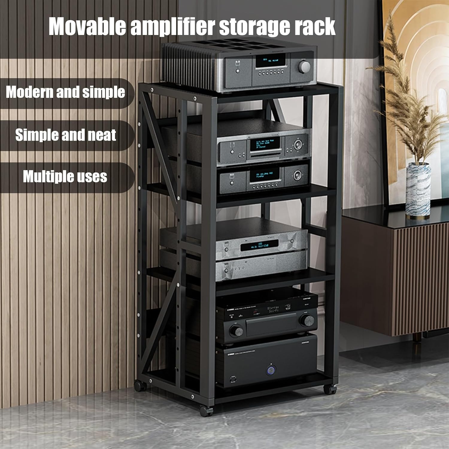 Metal Media stereo stand with wheels