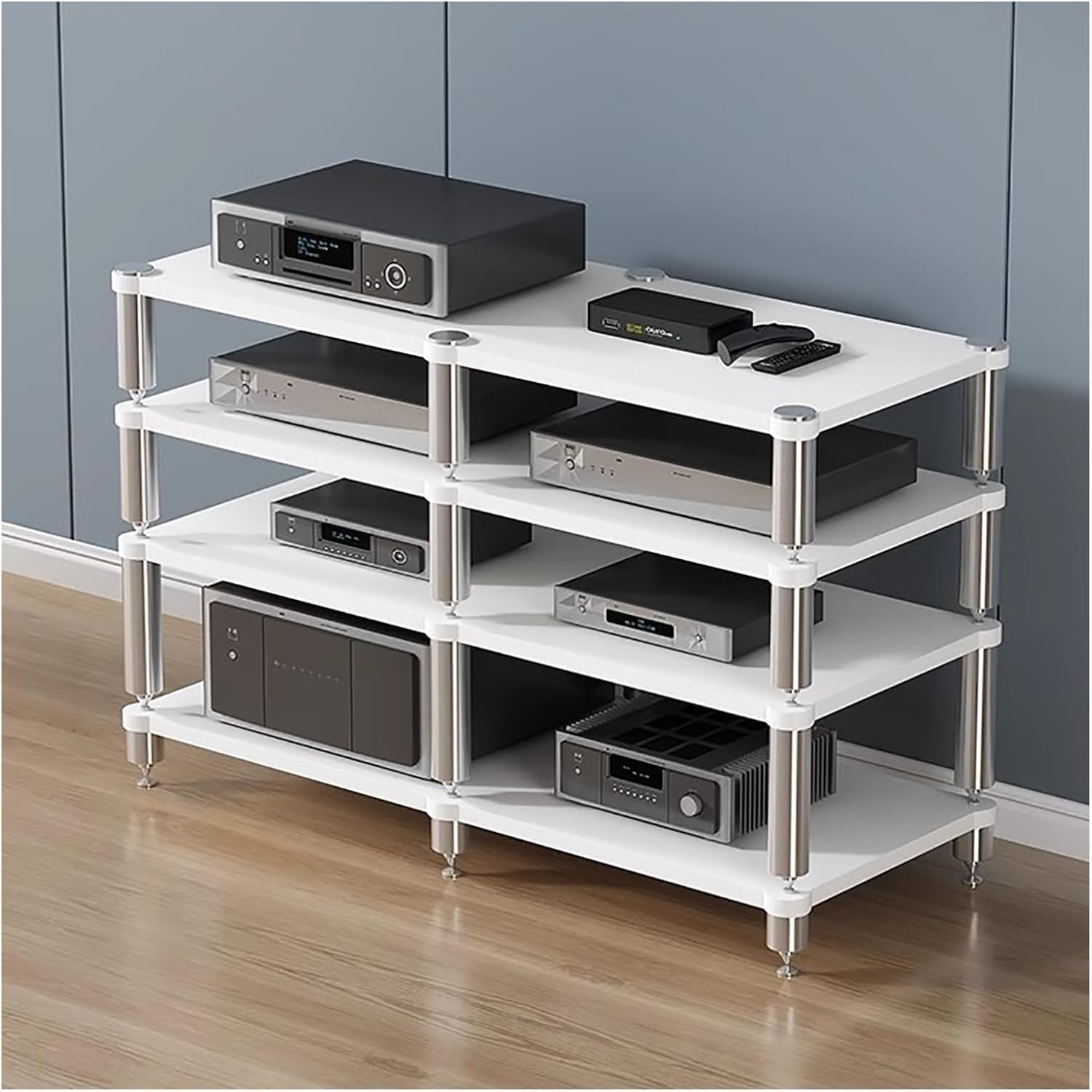 ROPCVAX Entertainment Center Media Console Shelf for AV Component Stereo Cabinet Display Stand Audio Accessories Game Console Storage Stand(White)