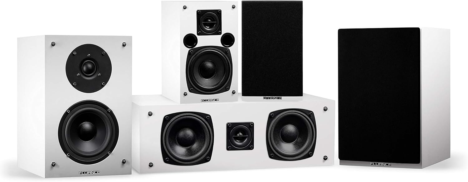 Fluance Elite High Definition Compact Surround Sound Home Theater 5.0 Channel Speaker System Including 2-Way Bookshelf
