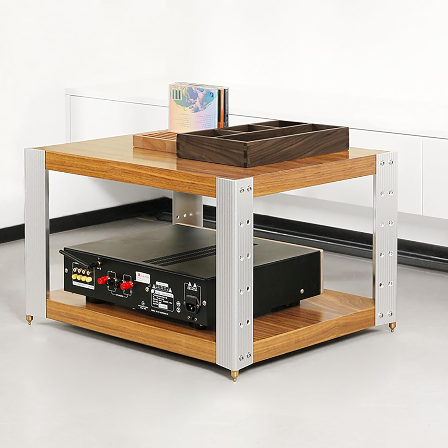 ZIHESY Wooden AV Media Stand Audio Cabinet Rack Tower with Adjustable Shelves