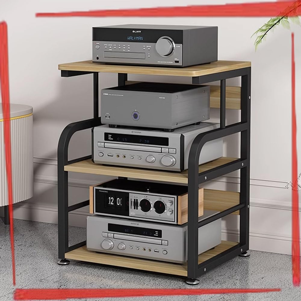 BERWDUXA 3-Tier HiFi Rack AV Cabinet Media Storage Stand Audio Stereo Amplifier Stand