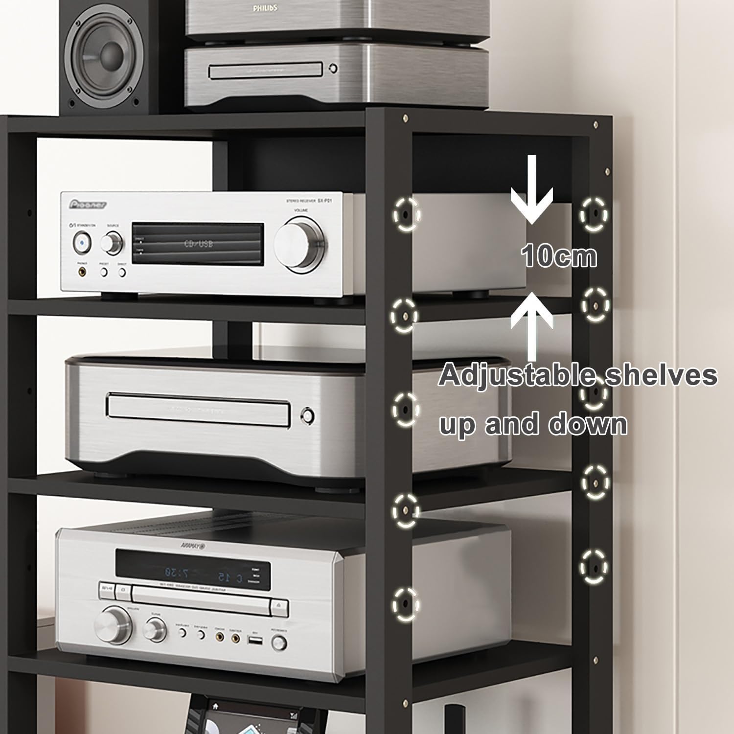 3/4/5 Tier AV Media Tower Stereo Cabinet