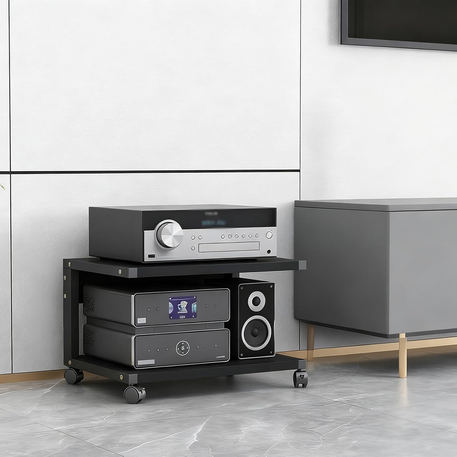 2-Tier AV Media Stand with Wheels