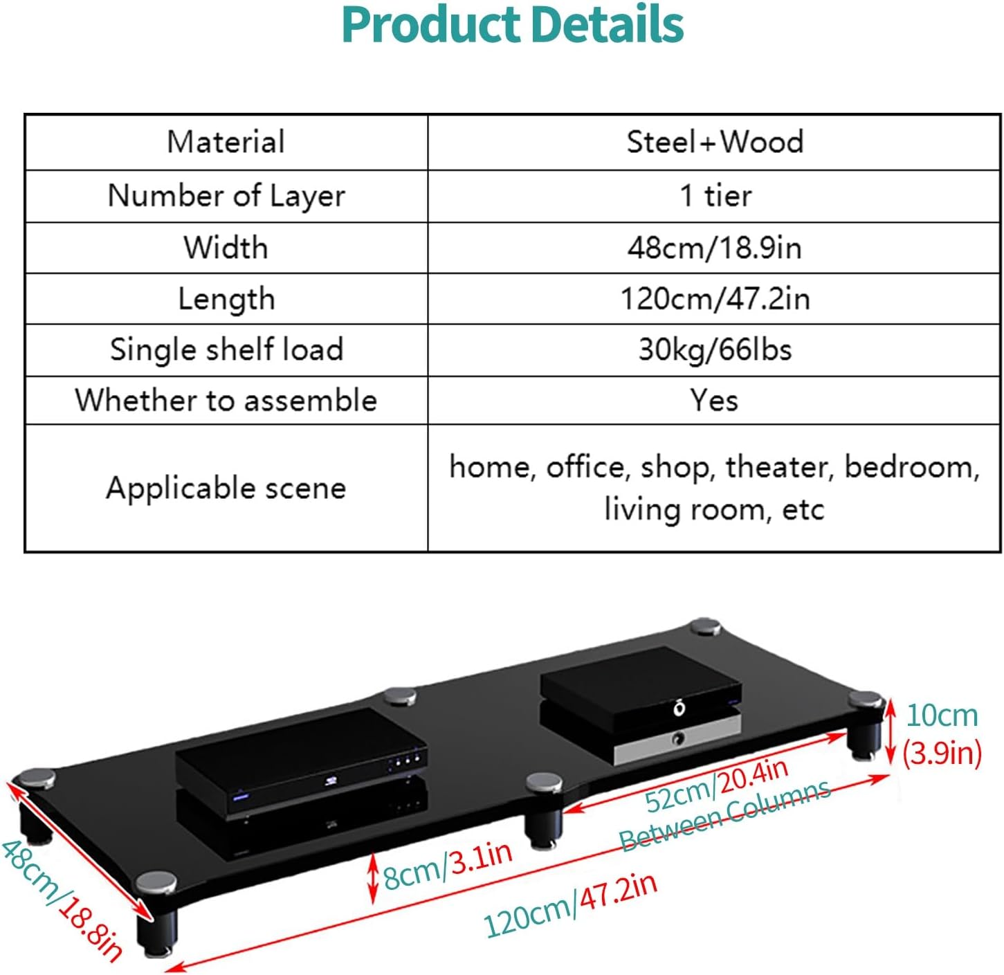 AV Media Cabinet Stand Component - Multi Storey Shock Absorption Large Stereo Racks and Stands - Household Audio Video Shelving for Amplifiers