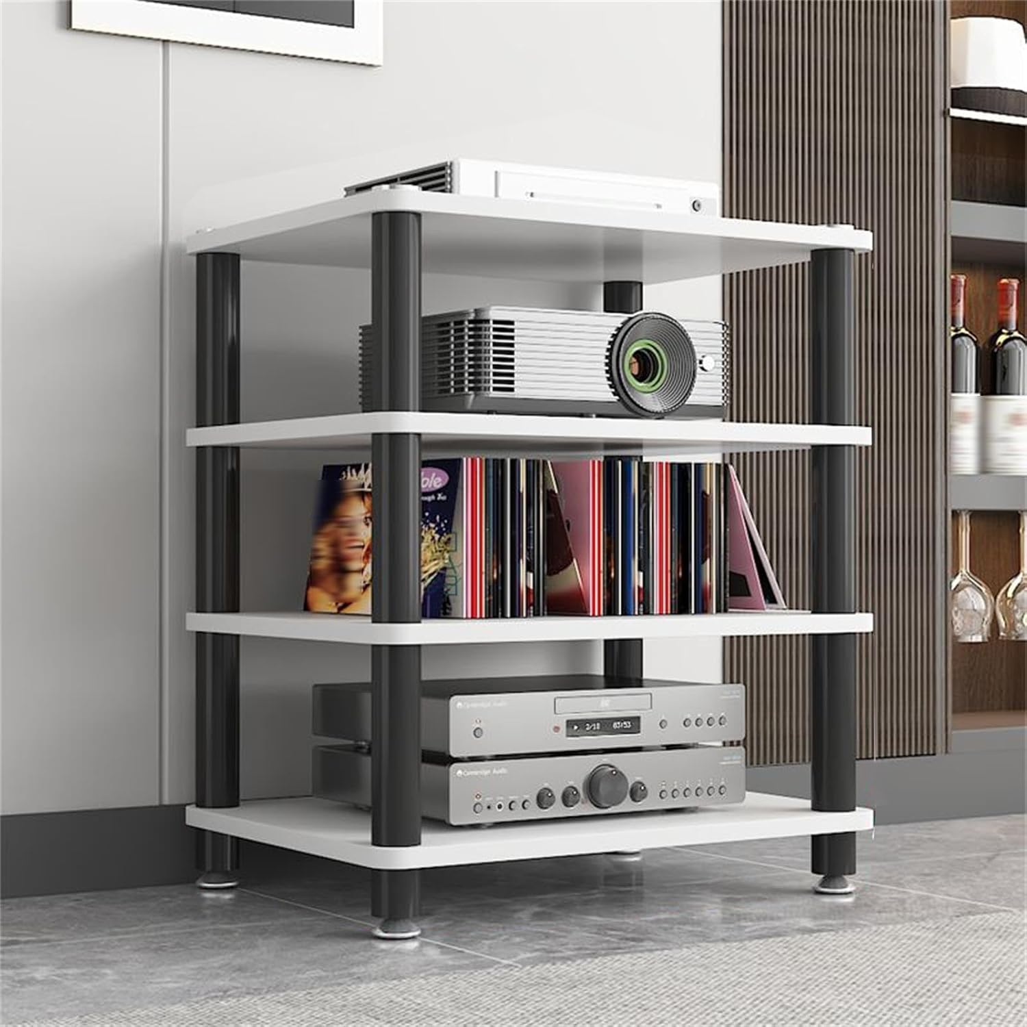 FZYUAN AV Media Stand 1/2/3/4 Tier Record Player DVD CD Audio Rack Tower Holder