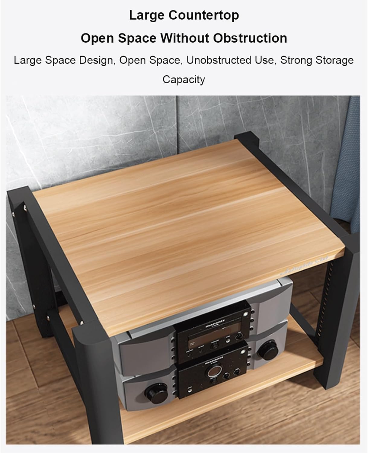 XMFBSY Medios HiFi Stereo Stand Audio Tower Rack with Adjustable Shelves Wooden AV Component Media Stand Corner Shelf CD DVD Record Player Display Cabinet for Theater Organizer(Black