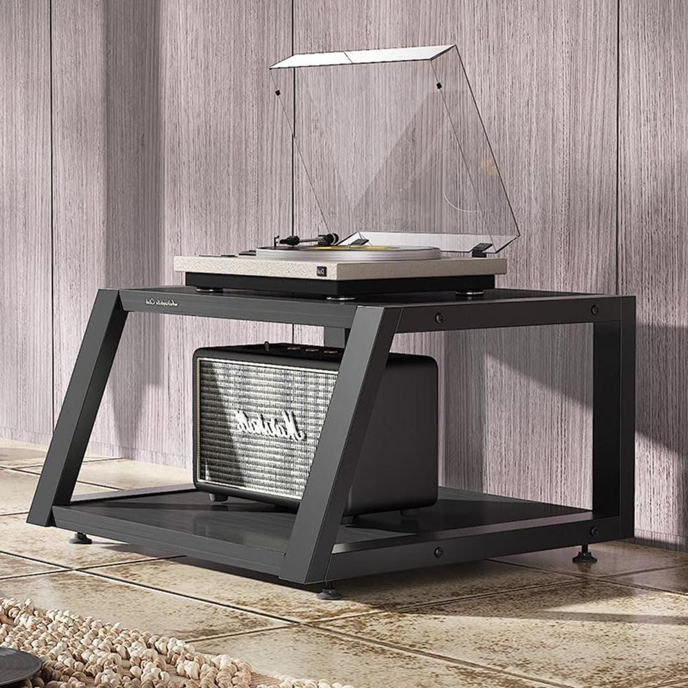 BIUBPW Corner TV Stand Media Storage Cabinet 4-Tier AV Media Stand