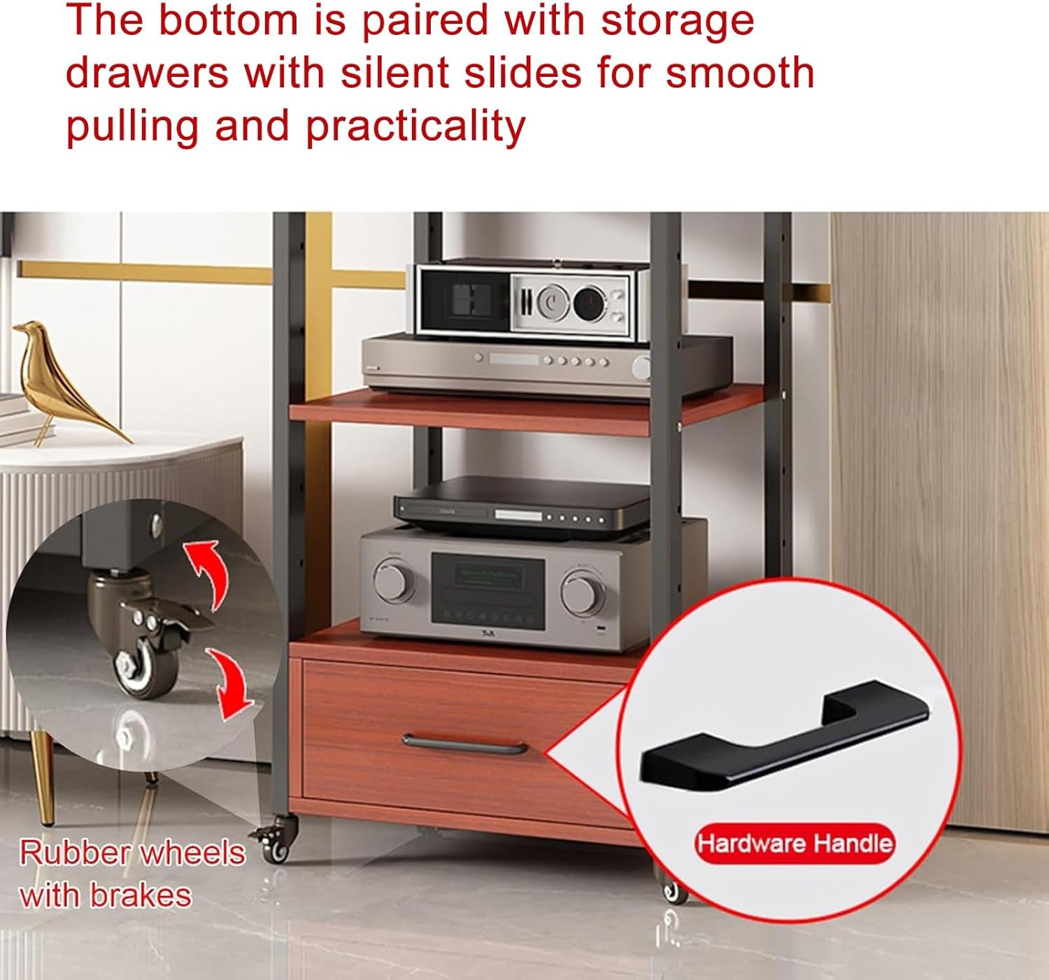 XingLi Multi-Tier Audio Rack with Drawer Amplifier Stand