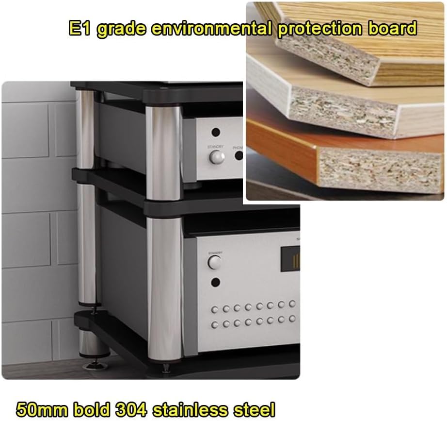 SHACNGI 3 Tier Av Media Stand Wood Shelf