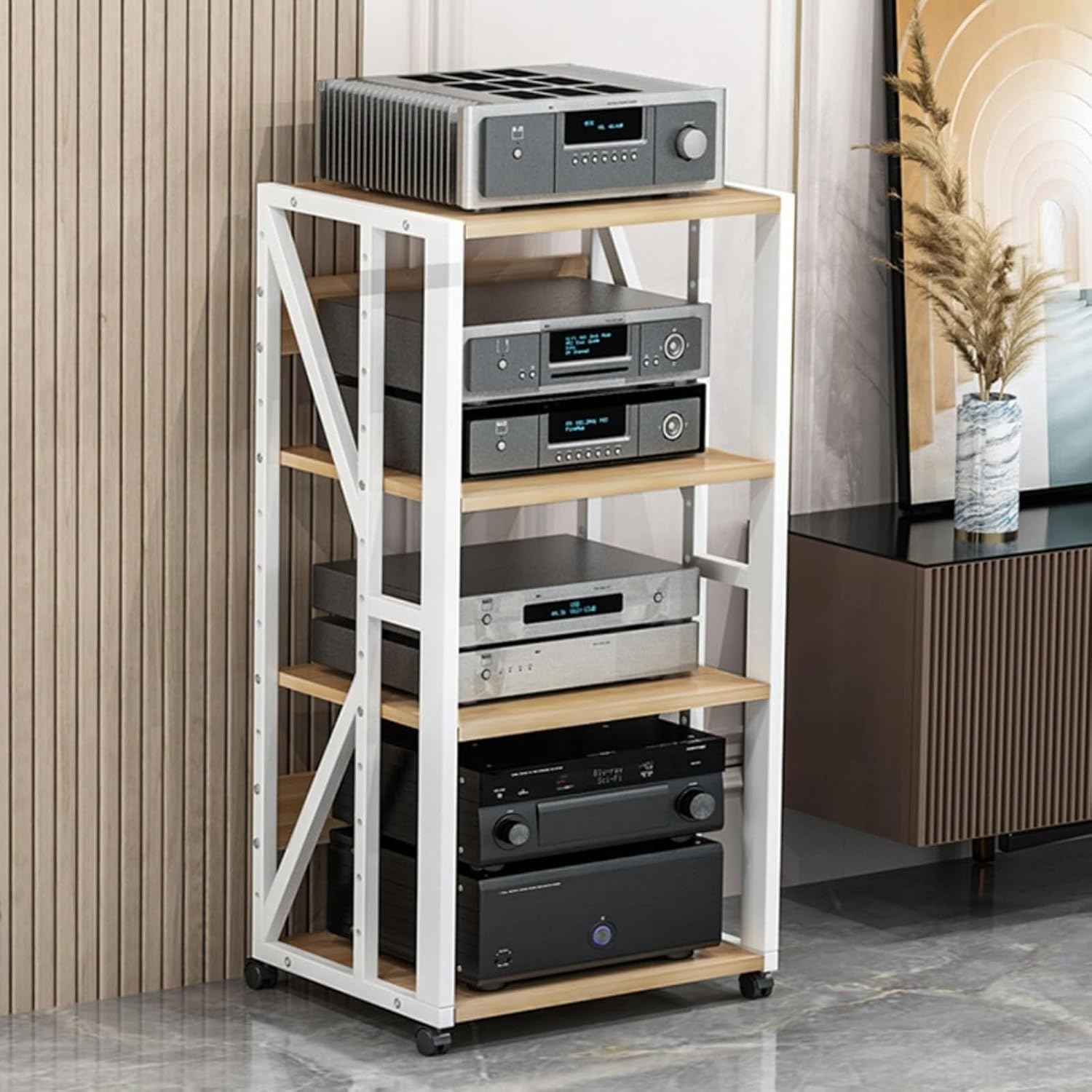 WUHUQN Media Stand 3/4/5-Tier AV Media Stand