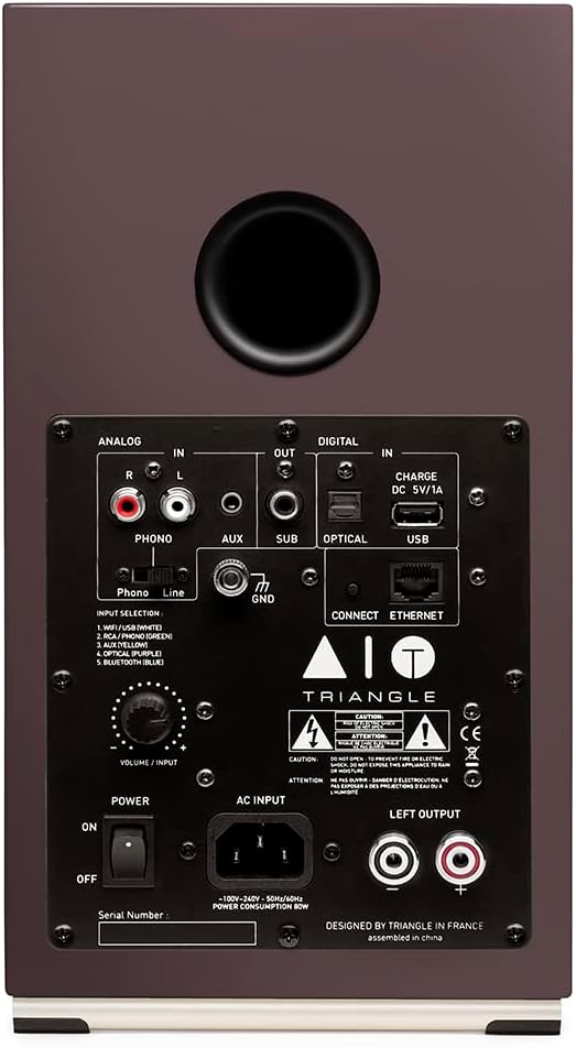 triangle - AIO Twin - Wi-Fi & Bluetooth Active Bookshelf Speakers with 2x50W Amplifier - HD Audio - Phono/Turntable + Optical TV Inputs - 165 x 304 x 235 mm - Purple (Pair)