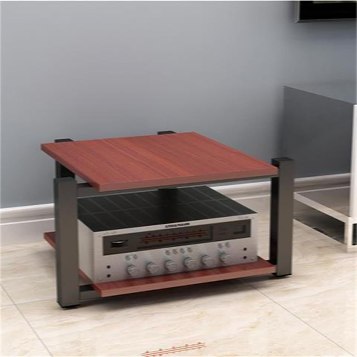Teak Audio Rack - 2 Tier AV Media Stand