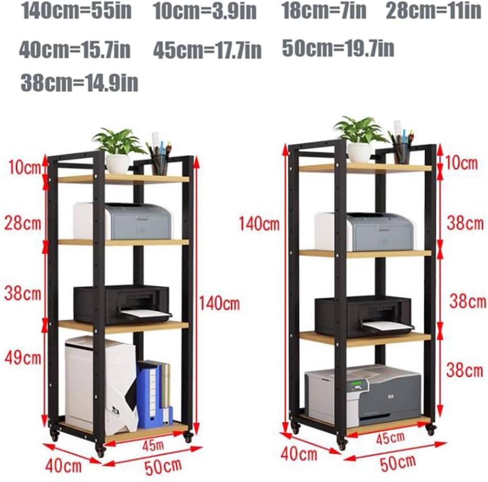 KGPGNYMYHA 55in Audio Video Media Stand Cabinet Movable Components Cabinet Stereo Rack Modern Media Center Corner CD Player Stand With Height Adjustable Shelves(Black+Black