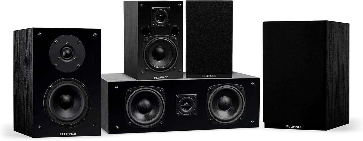 Fluance Elite High Definition Compact Surround Sound Home Theater 5.0 Channel Speaker System Including 2-Way Bookshelf