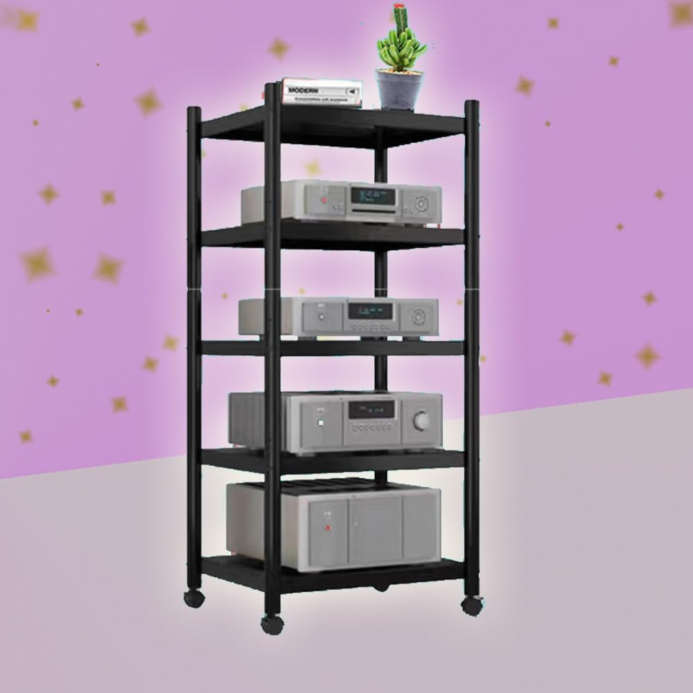TAJMDGW Adjustable Media Audio Tower Cabinet with Wheels