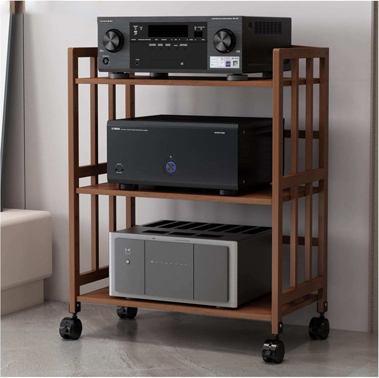 Height-Adjustable Modern AV Stand - Multi-Function Floor TV Cabinet with Open Storage Shelves