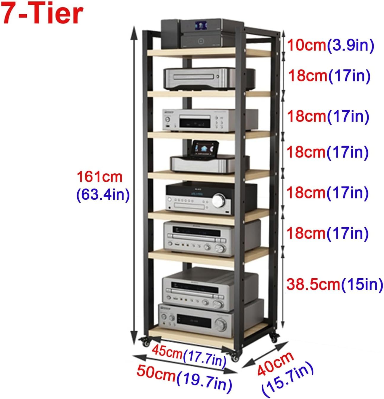 XingLi 5/6/7/8-Tier AV Media Stand Cabinet Floor-Standing Audio Rack