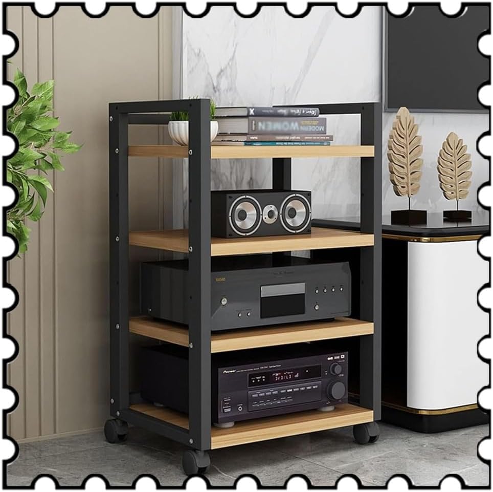 BIUBPW Media Stand 4 Tier 31in Tall Audio Video Component Cabinet