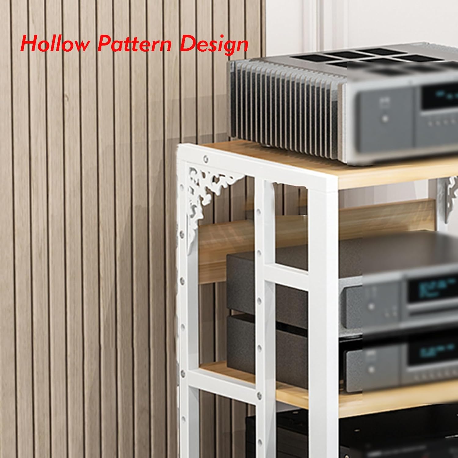 XLTFUC AV Audio Video Media Stand with 3 Height Adjustable Shelves Stereo Component Storage Cabinet Sound Tower for Home/Office/Theater(White)