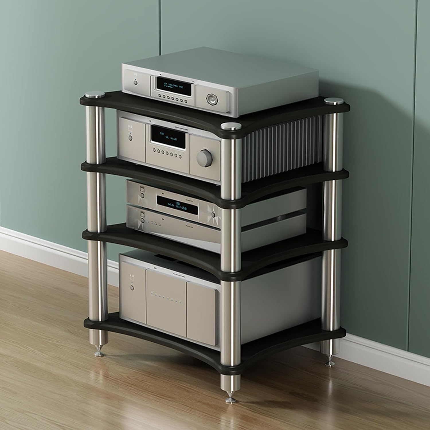 Diodceraic 4-Tier AV Media Stand with Shock-Absorbing Feet