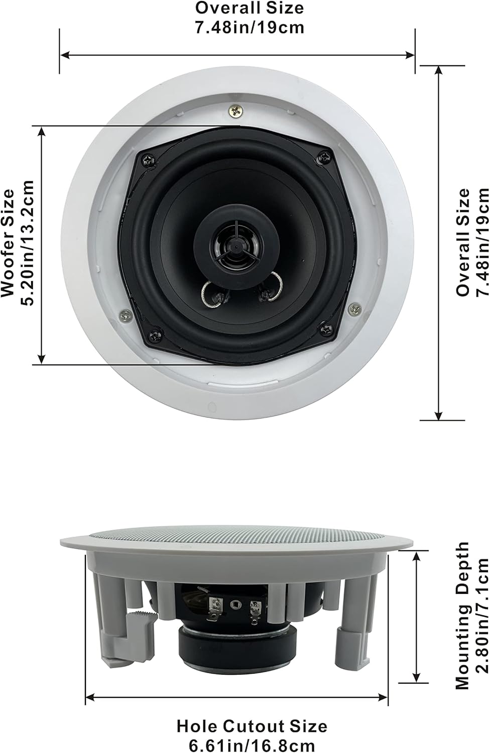 Acoustic Audio R191 in Ceiling/in Wall Speaker 5 Pair Pack 2 Way Home Theater Flush Mount