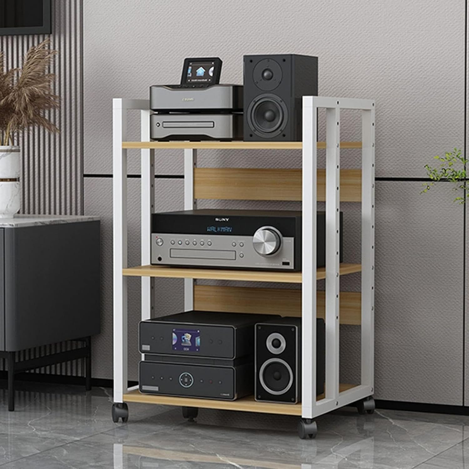 YLQFGUVWK 3-Tier AV Media Cabinet Stand Component Cabinet