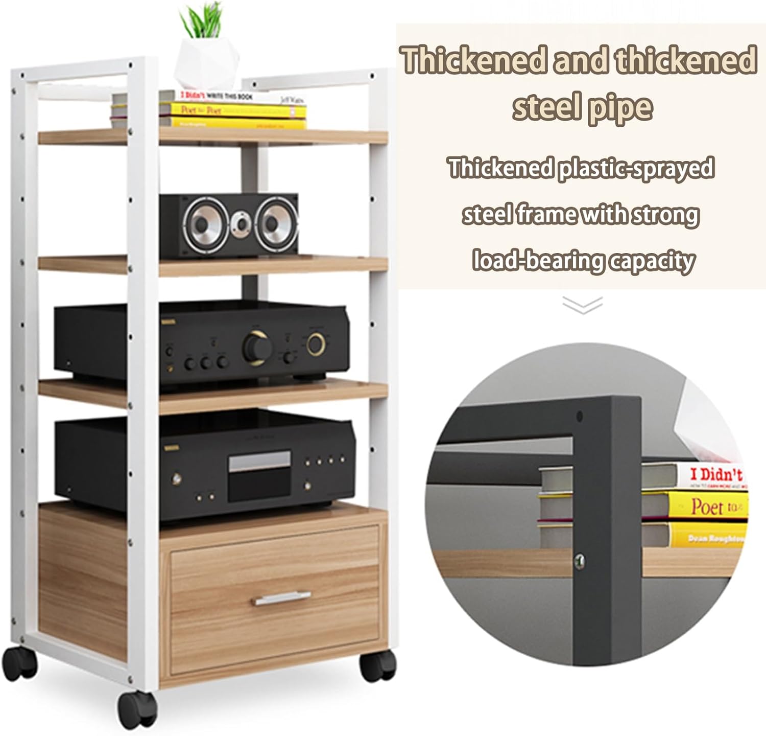 KUKIXKK with Wheels Audio-Video Media Stand Design