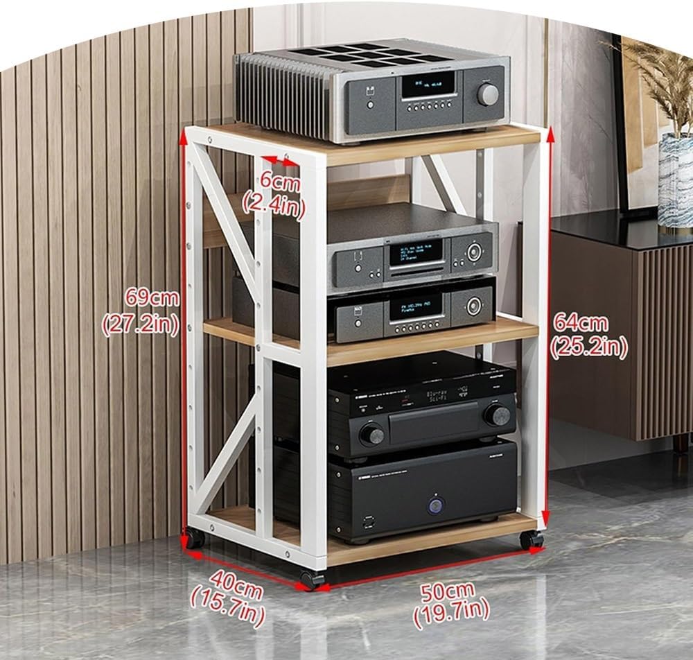 KGPGNYMYHA AV Media Stand With Wheel Movable Stereo Racks 3 4 5 Tier Audio Video Component Cabinet Game Console Shelf For CD DVD Player WiFi Routert(Black